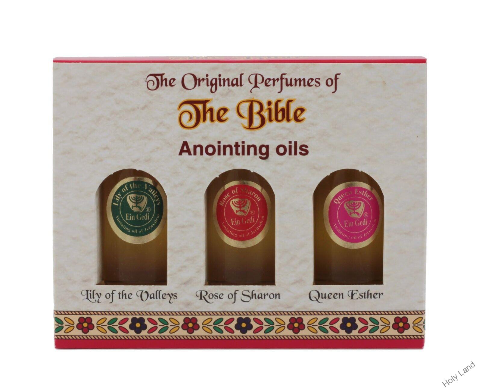Set 3ks Biblických voňavých olejčekov 10ml - Lily of the Valleys,Rose of Sharon, Queen Esther