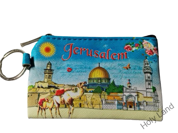 Taštička na mince a kľúče Jerusalem modrá
