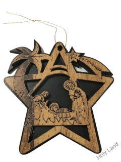 Ručne vyrezaná ozdoba z olivového dreva, priemer 10 cm